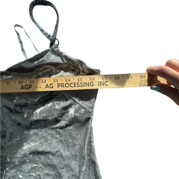 Calvin Klein Silver Crushed Velvet Slip Maxi Dress Y2K 90 Minimalist Party 10 H4 - Picture 10 of 10